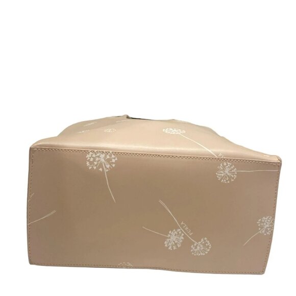 Auth FURLA - Pink Beige White Leather Tote Bag - Picture 6 of 10